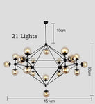 HDLS.Lighting LTD Chandelier 21 Heads / Gold Body / Amber Glass LAILA, MODERN FIREFLY CHANDELIER.SKU: LAILA554