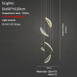 HDLS Lighting Ltd Chandelier Dia50cm 5 lights / Dimmable cool light PIOMBO, Modern Creative Leaf LED Chandelier. CODE:CHN#85LLA5