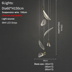 HDLS Lighting Ltd Chandelier Dia60cm 6 lights / Dimmable warm light PIOMBO, Modern Creative Leaf LED Chandelier. CODE:CHN#85LLA5
