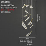 HDLS Lighting Ltd Chandelier Dia80cm 10 lights / Dimmable warm light PIOMBO, Modern Creative Leaf LED Chandelier. CODE:CHN#85LLA5