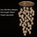 HDLS Lighting Ltd Chandelier Dia80cm 48lights / Dimmable with Remote control FOGLIA DI ACERO, LUXURY MODERN LED LIGHT CHANDELIER. CODE:CHN#8567KL06